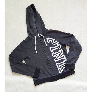 PINK: fleece zip-up everyday hoodie (gray)